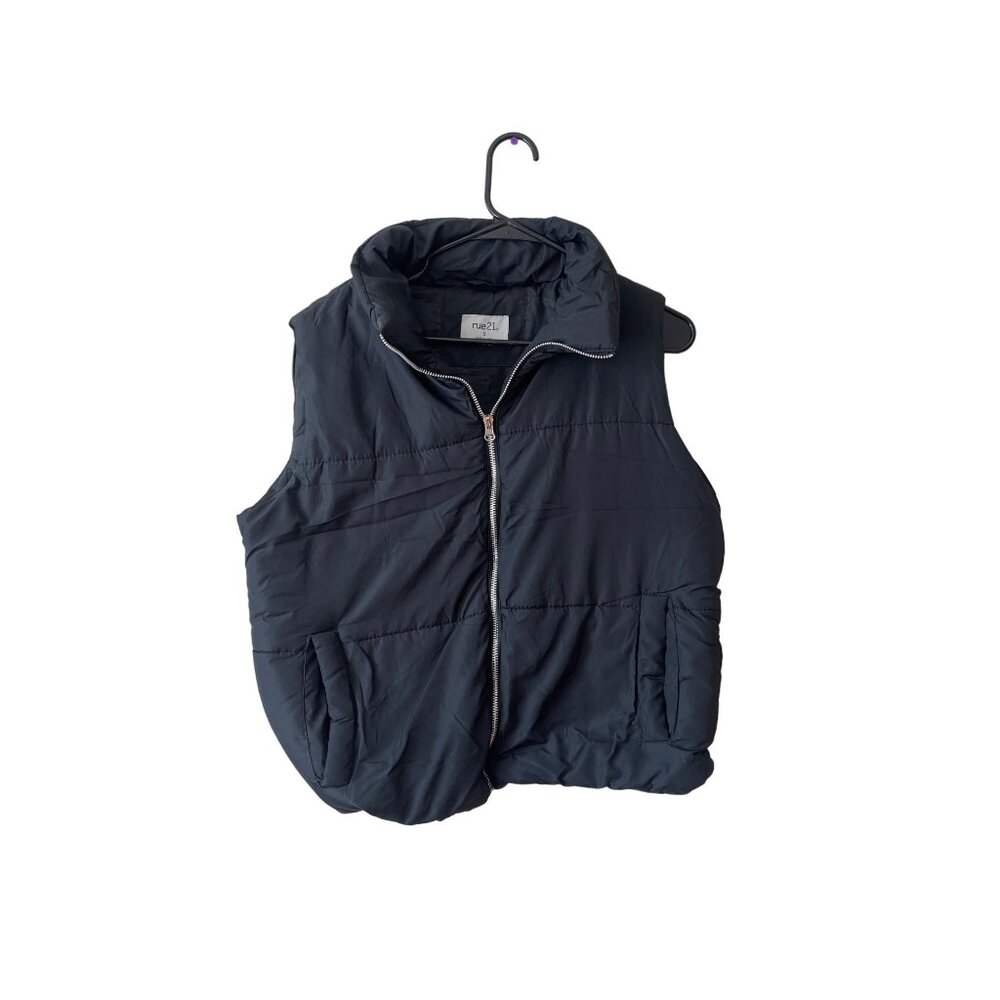 Rue‎ 21 Women's Black Puffer Vest Size Small Winter Sleeveless Zip Up